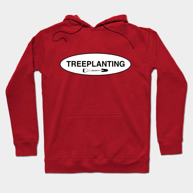 Treeplanting - Shovel/Speed Spade (white) Hoodie by johnstoncreative